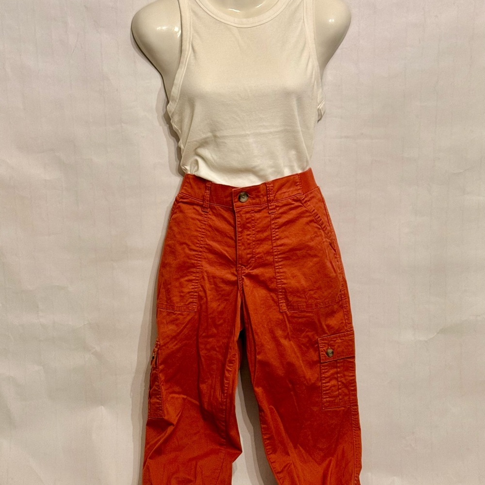 Lee Women's Orange Cropped Cargo Jeans